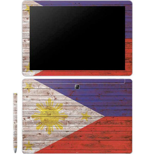 Philippines Flag Dark Wood Galaxy Book 12in Skin
